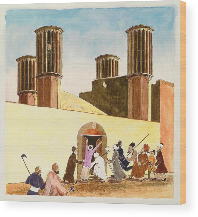 Baha'i Wood Print featuring the painting Ahmad hid in the wind tower by Sue Podger