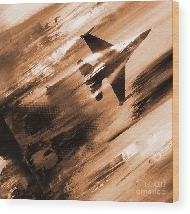 F-16 Wood Print featuring the painting Air craft 021 by Gull G