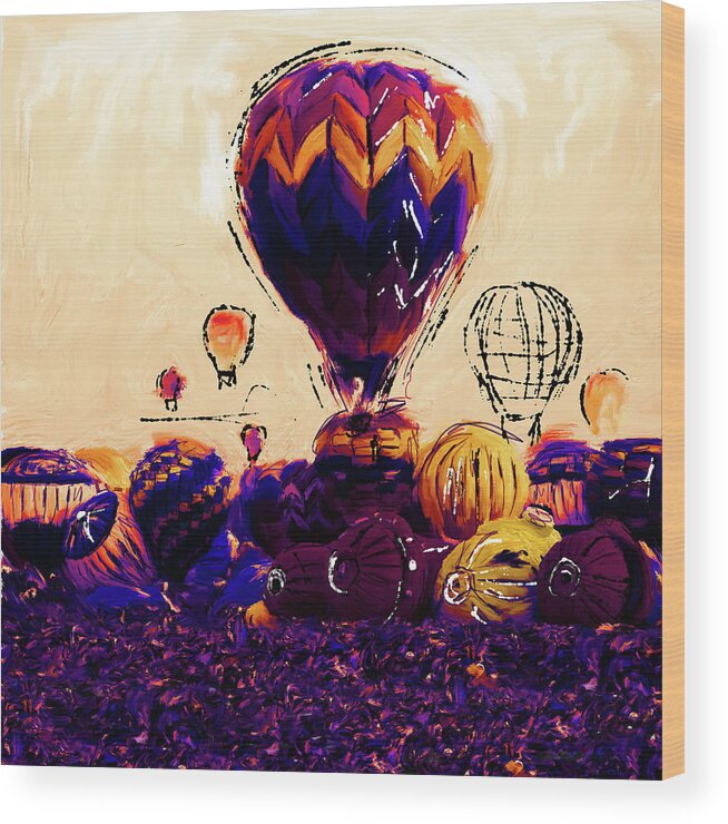 Albuquerque International Balloon Fiesta Wood Print featuring the painting Albuquerque international balloon fiesta 252 2 by Mawra Tahreem