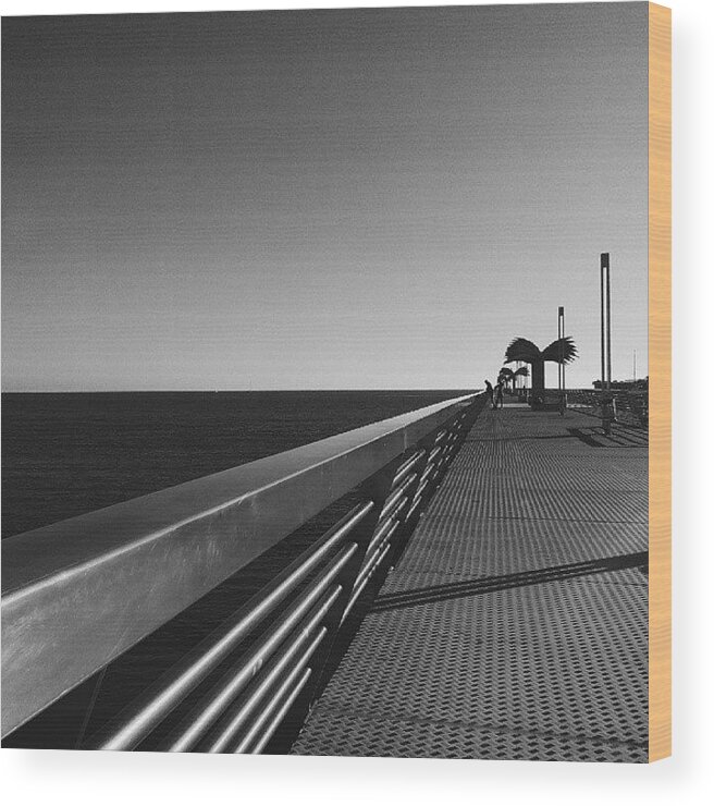 Shadows Wood Print featuring the photograph #alicante #mediterranean #spain #pier by Michelle Olaya