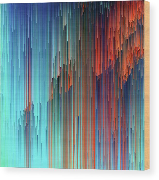 Glitch Wood Print featuring the digital art All About Us - Abstract Pixel Art by Jennifer Walsh