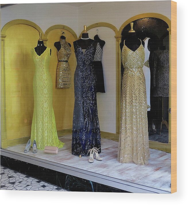 Evening Gowns Wood Print featuring the photograph All Dressed Up and No Place to Go by Linda Stern