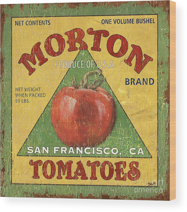 Tomatoes Wood Print featuring the painting American Veggies 2 by Debbie DeWitt
