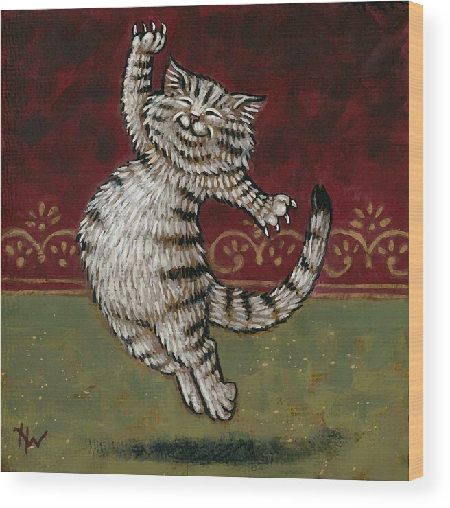 Cat Wood Print featuring the painting Amos Loved Rossini by Holly Wood