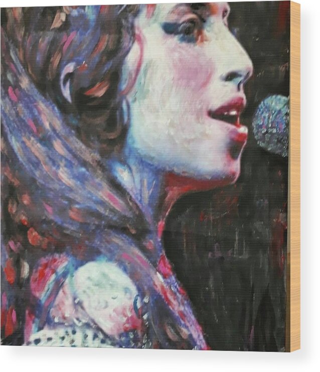 Amy Wood Print featuring the painting Amy in concert by Sam Shaker