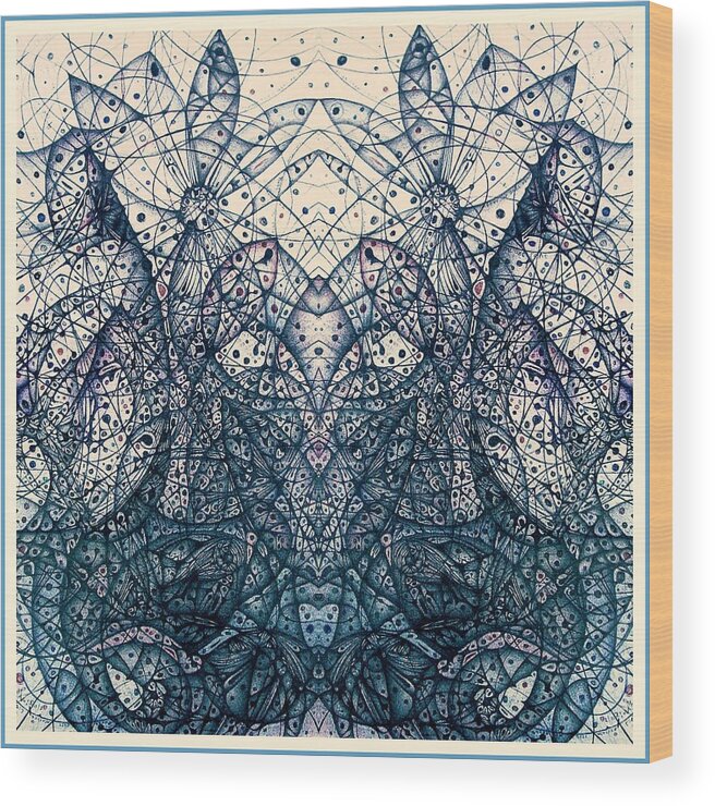Digitally Altered Ballpoint Pen Drawings Wood Print featuring the digital art From One Many the Summer Time Is Over Group #1 by Jack Dillhunt