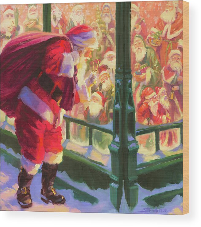 Christmas Wood Print featuring the painting An Unforeseen Encounter by Steve Henderson