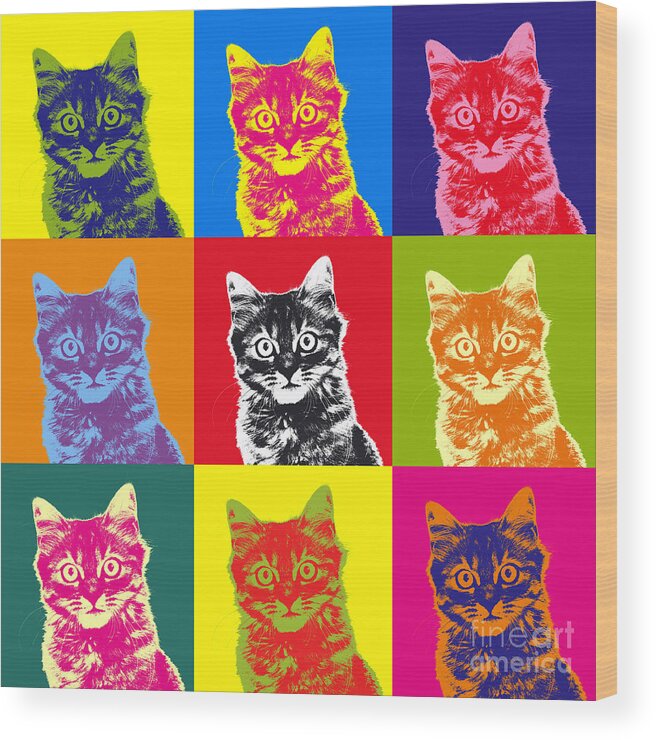 Warhol Wood Print featuring the photograph Andy Warhol Cat by Warren Photographic