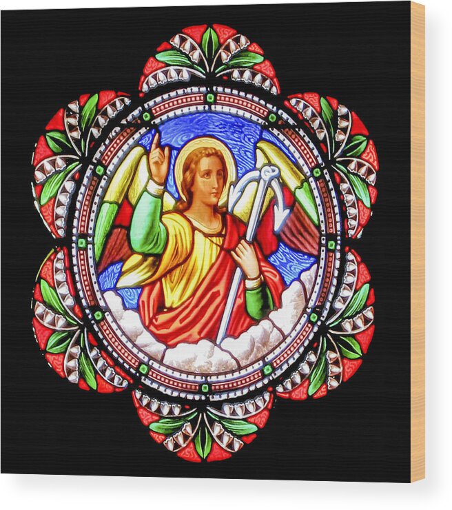 Stained Glass Wood Print featuring the photograph Angel Stained Glass by Munir Alawi