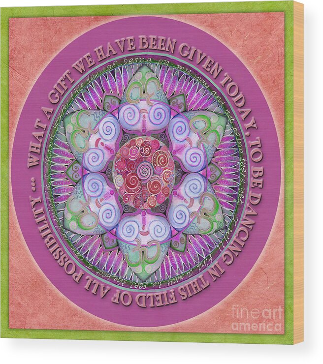 Mandala Wood Print featuring the painting Appreciation Mandala Prayer by Jo Thomas Blaine