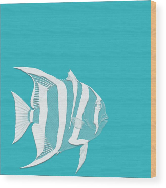Digital Art Wood Print featuring the digital art Aqua Fish by Bonnie Bruno