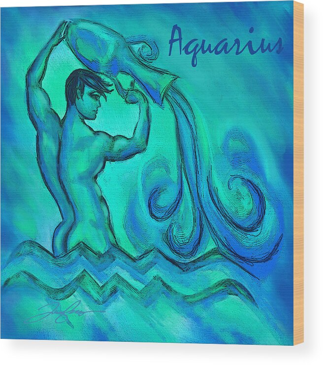 Aquarius Wood Print featuring the painting Aquarius by Tony Franza