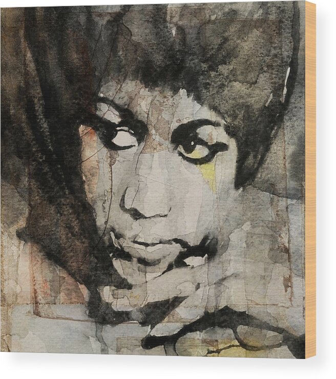 Aretha Franklin Wood Print featuring the painting Aretha Franklin - Don't Play That Song For Me by Paul Lovering