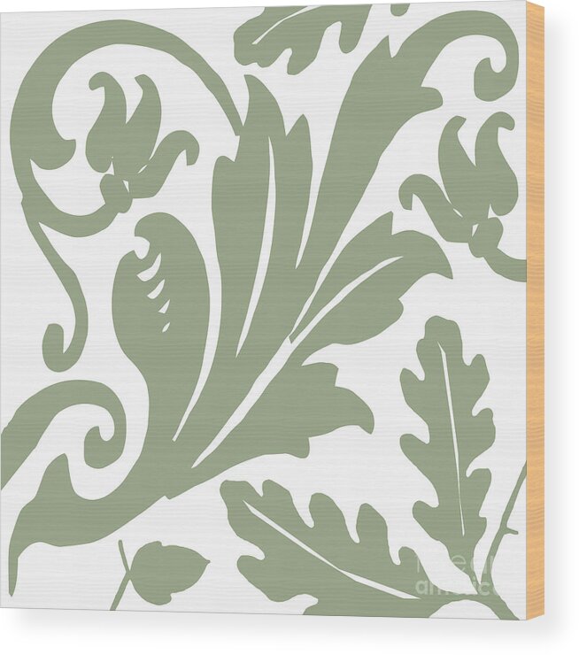 Artichoke Leaf Wood Print featuring the painting Arielle Olive by Mindy Sommers