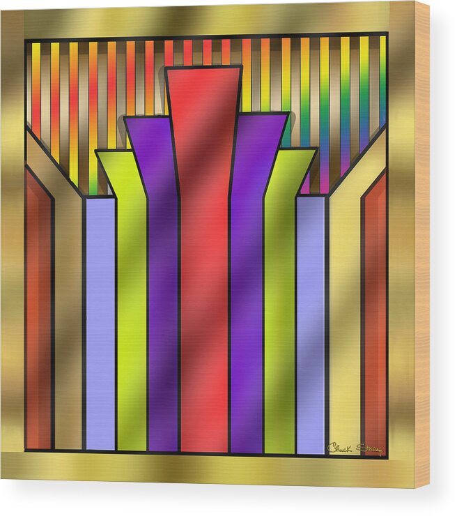 Art Deco 16 A - Chuck Staley Wood Print featuring the digital art Art Deco 16 A by Chuck Staley