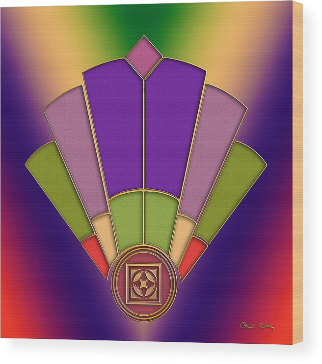 Art Deco Fan 3 - Chuck Staley Wood Print featuring the digital art Art Deco Fan 3 by Chuck Staley