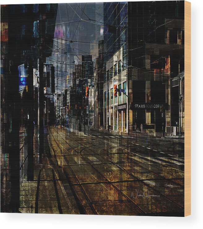 Toronto Wood Print featuring the digital art As the Sun Goes Down by Nicky Jameson