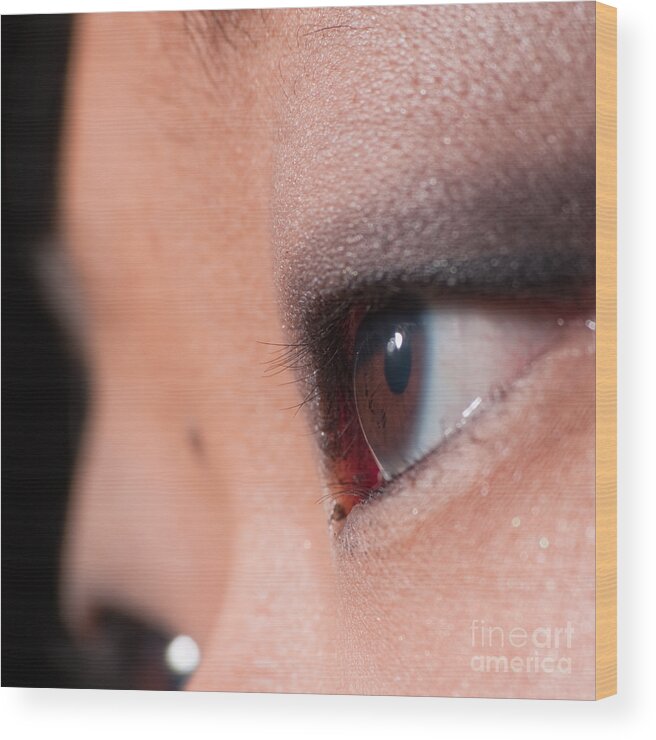 Portrait Wood Print featuring the photograph Asian Girl Eyes 1283053 by Rolf Bertram