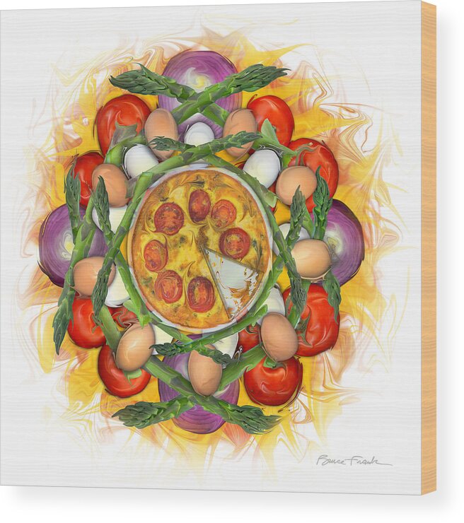 Culinary Mandala Wood Print featuring the photograph Asparagus Quiche by Bruce Frank