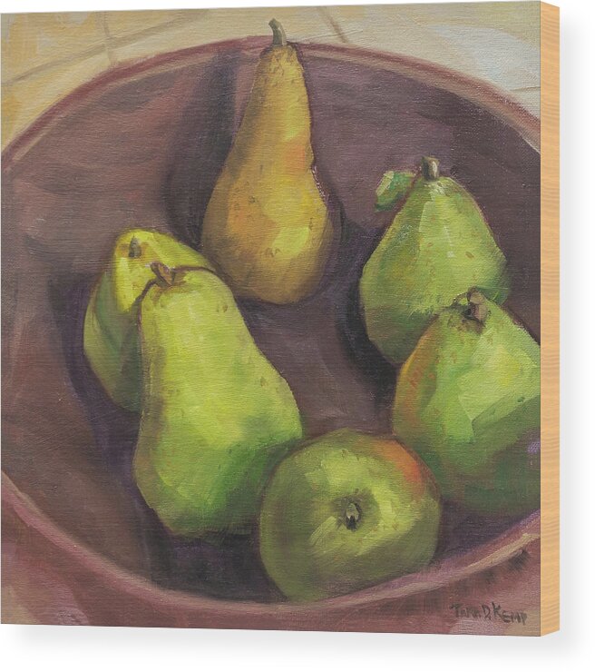 Oregon Wood Print featuring the painting Assorted Pears by Tara D Kemp