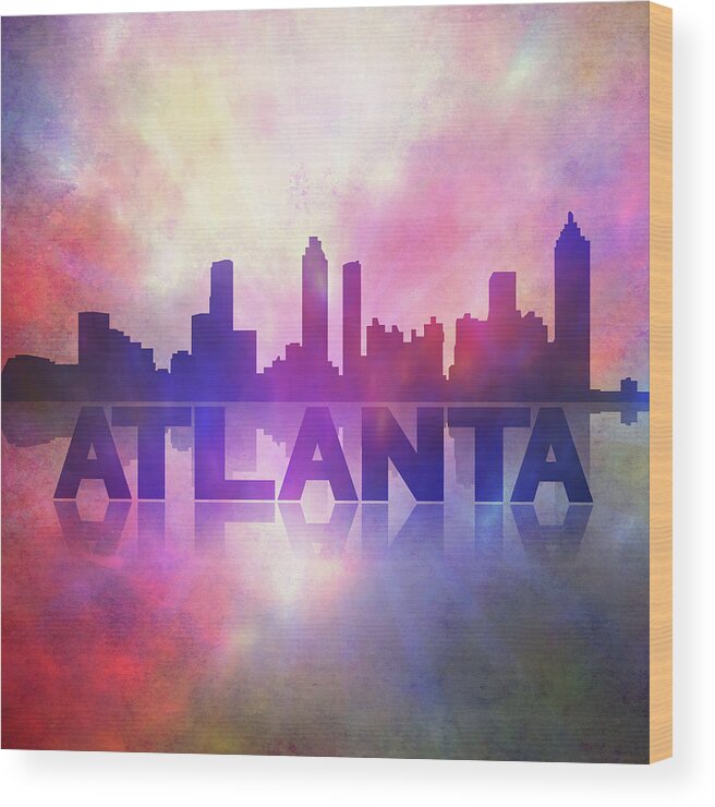 Atlanta City Skyline Wood Print featuring the painting Atlanta city skyline by Lilia S
