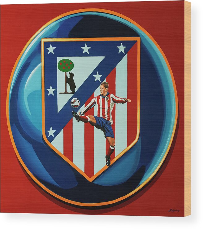 Atletico Madrid Wood Print featuring the painting Atletico Madrid Painting by Paul Meijering