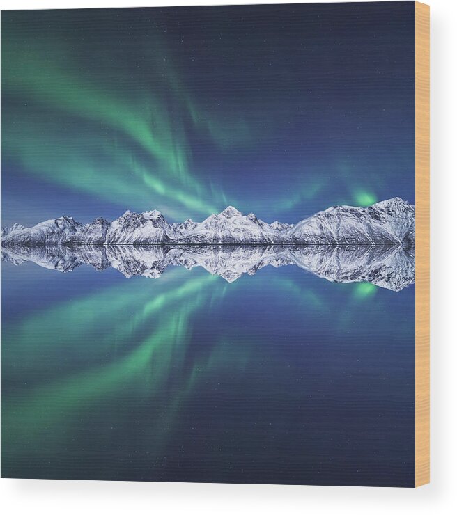 Aurora Borealis Wood Print featuring the photograph Aurora Square by Tor-Ivar Naess
