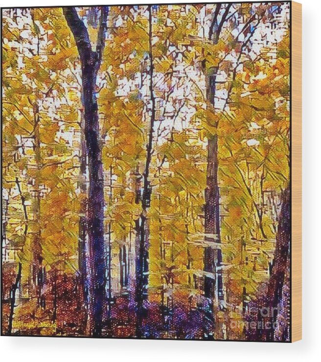 Mix Media Wood Print featuring the mixed media Autumn Day In The woods by MaryLee Parker