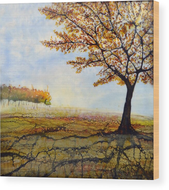 Encaustic Wax Wood Print featuring the painting Autumn Trees by Jennifer Creech