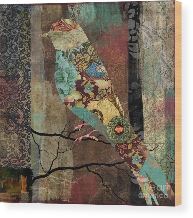 Bird Wood Print featuring the painting Aviary I by Mindy Sommers