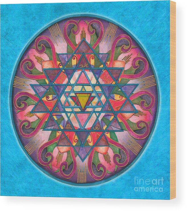Mandala Wood Print featuring the painting Awareness Mandala by Jo Thomas Blaine