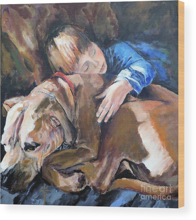 Pet Wood Print featuring the painting Ayvre and Jazzy by Jodie Marie Anne Richardson Traugott     aka jm-ART