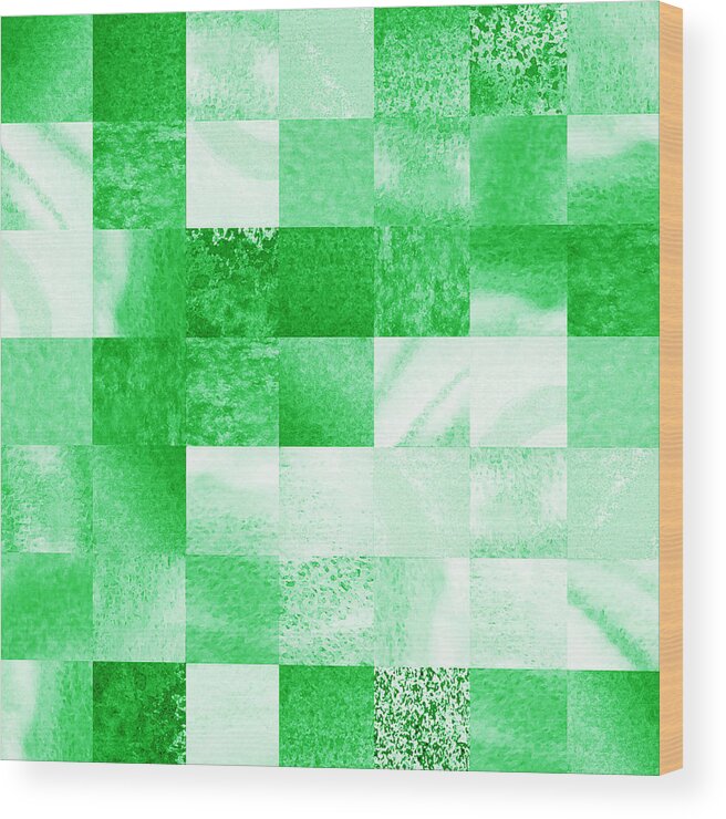 Green Wood Print featuring the painting Baby Green Marble Quilt III by Irina Sztukowski