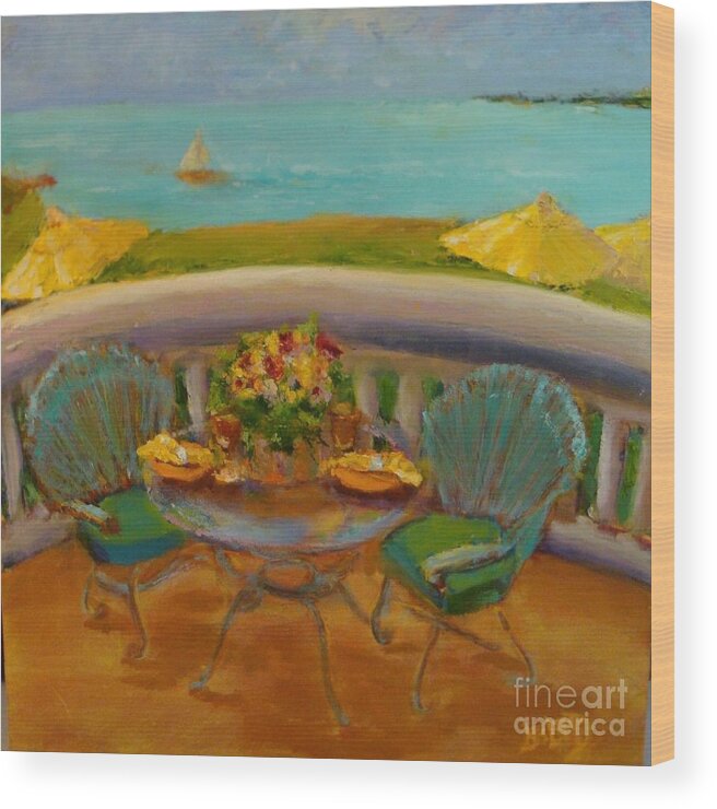 Flowers Wood Print featuring the painting Balcony View on Milton island by Leslie Dobbins