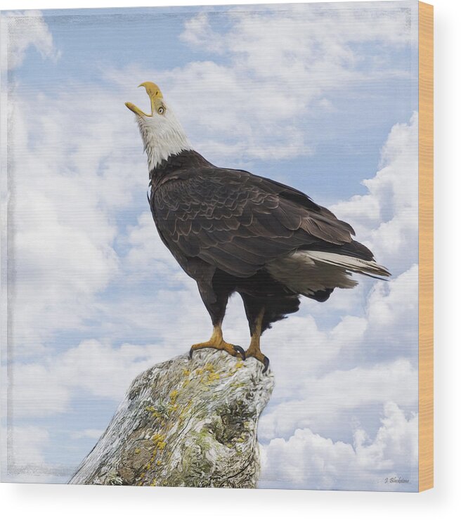 Speak Your Voice Wood Print featuring the painting Bald Eagle Art - Speak Your Voice by Jordan Blackstone