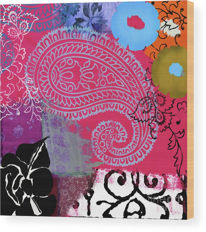 Tribal Pattern Wood Print featuring the mixed media Bali III Redux by Mindy Sommers