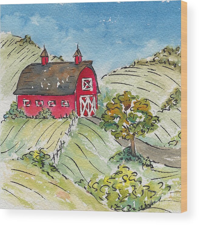Impressionism Wood Print featuring the painting Barn In The Country by Pat Katz