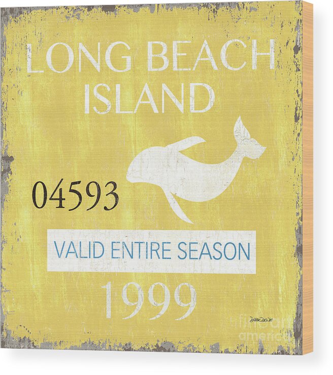 Beach Wood Print featuring the painting Beach Badge Long Beach Island 2 by Debbie DeWitt