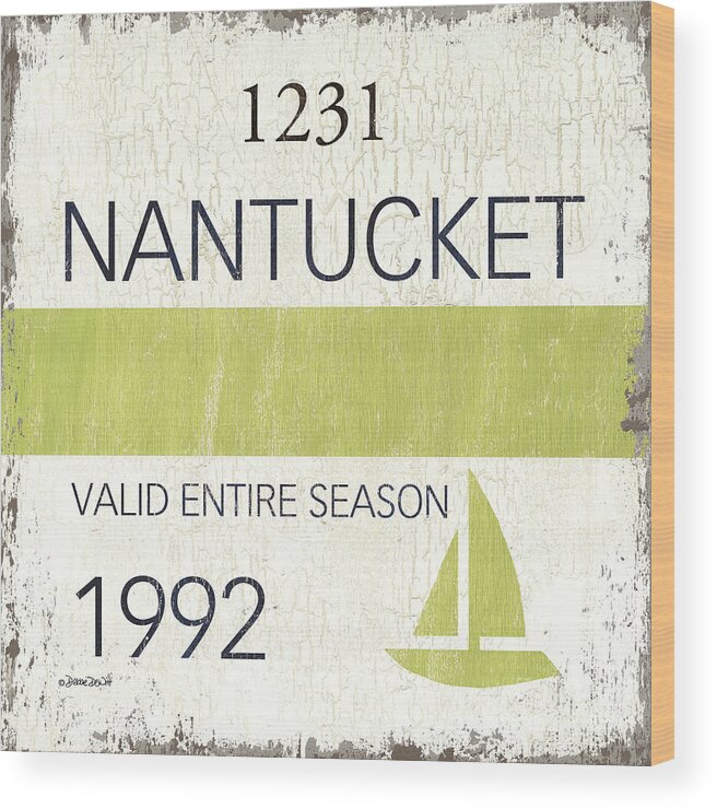 Nantucket Wood Print featuring the painting Beach Badge Nantucket by Debbie DeWitt