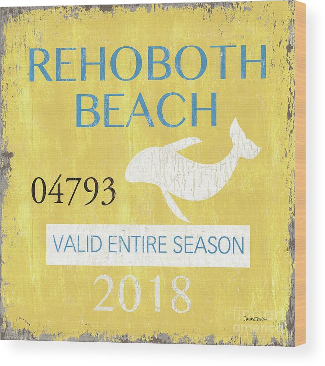 Rehoboth Wood Print featuring the painting Beach Badge Rehoboth Beach by Debbie DeWitt