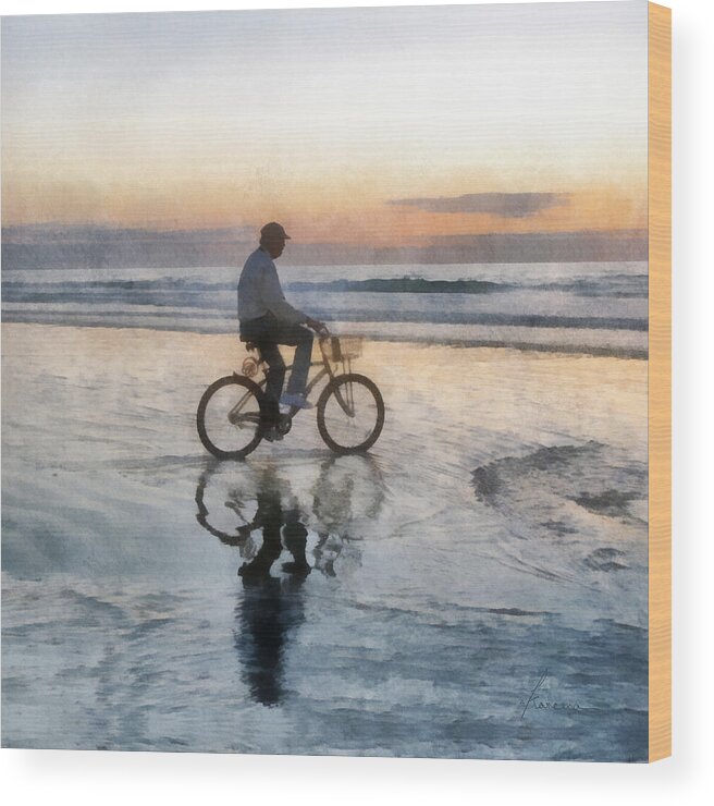 Beach Wood Print featuring the digital art Beach Biker by Frances Miller