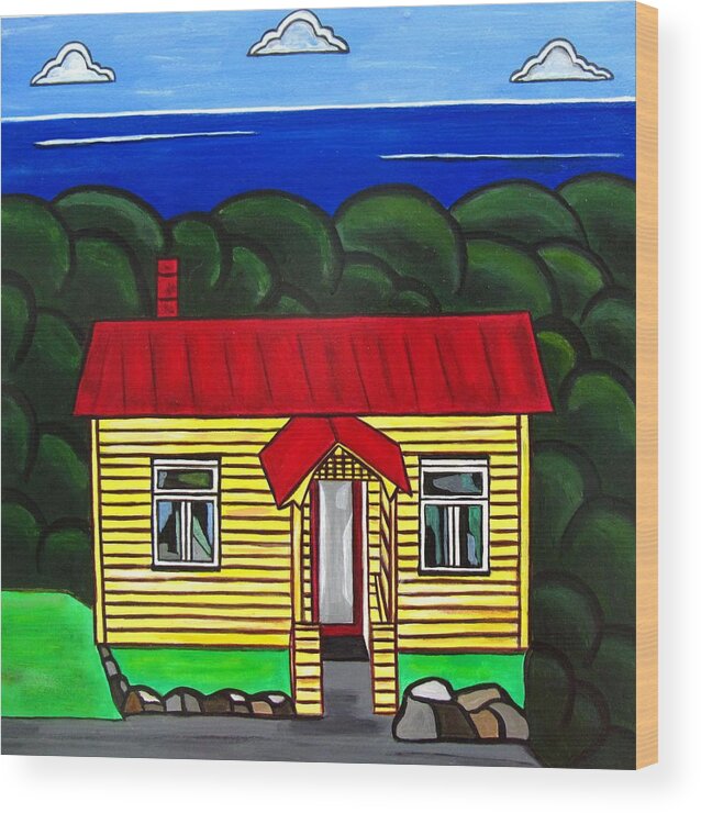 Cottage Wood Print featuring the painting Beach Cottage by Sandra Marie Adams