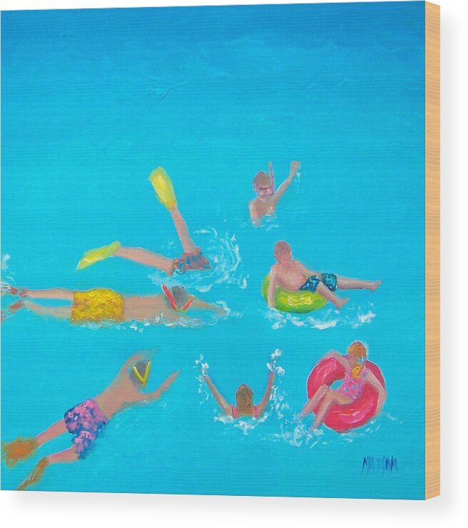 Beach Wood Print featuring the painting Beach Decor 'Holiday Splash' by Jan Matson by Jan Matson