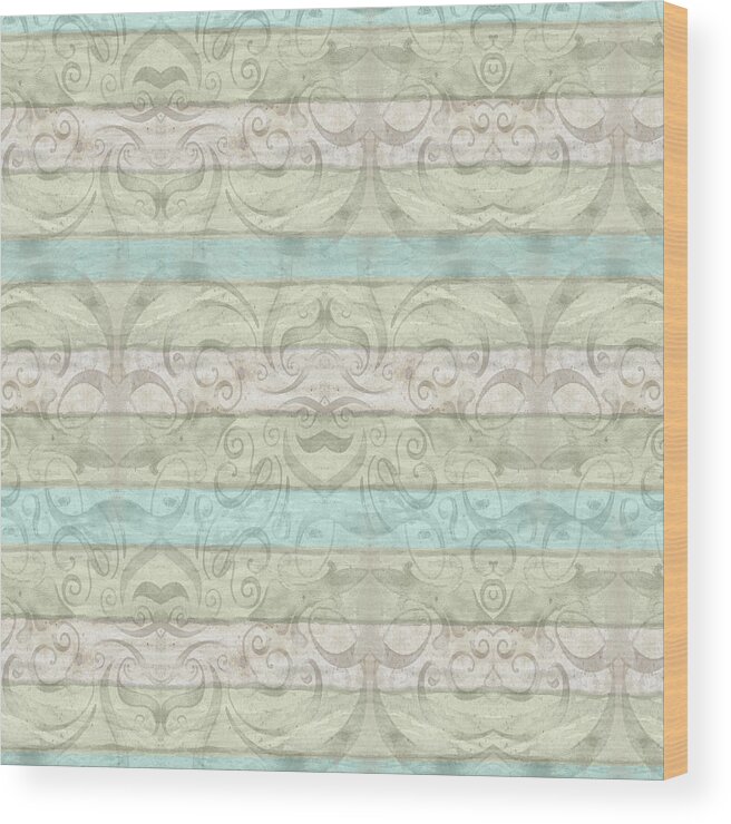Watercolor Wood Print featuring the painting Beach Driftwood Wood Swirl Striped Pattern by Audrey Jeanne Roberts