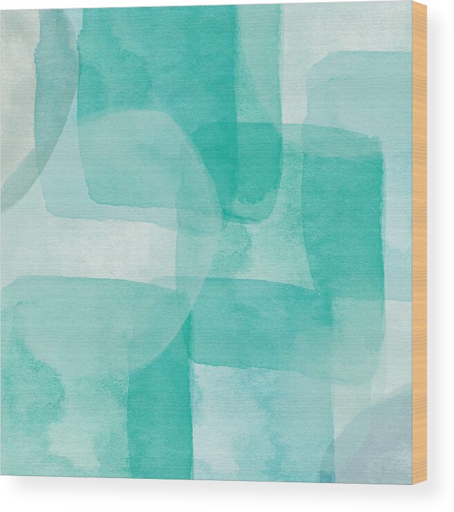 Abstract Wood Print featuring the painting Beach Glass- Abstract Art by Linda Woods by Linda Woods