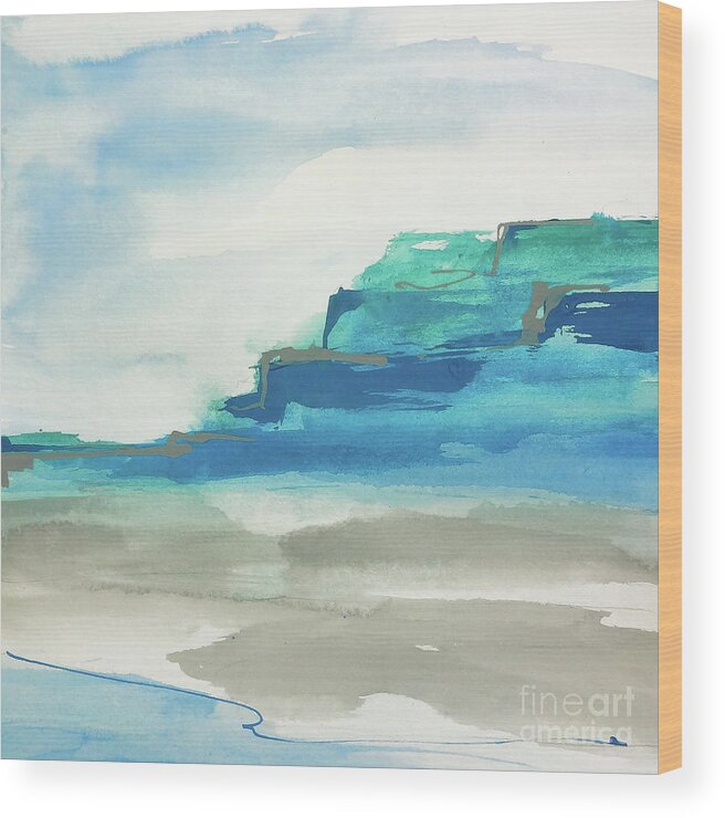 Original Watercolors Wood Print featuring the painting Beach II by Chris Paschke
