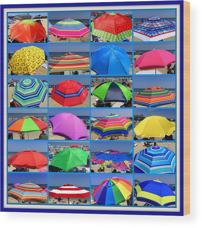 Umbrellas Wood Print featuring the photograph Beach Umbrella Medley by Mitchell R Grosky