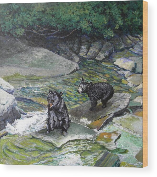 Bears Wood Print featuring the painting Bear Creek by Jeanette Jarmon