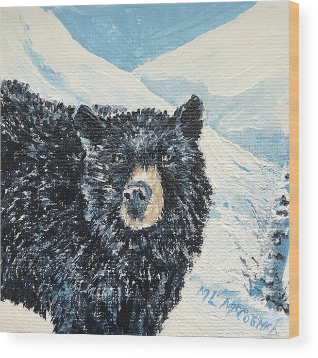 Bear Wood Print featuring the painting Bear of the Tetons by ML McCormick