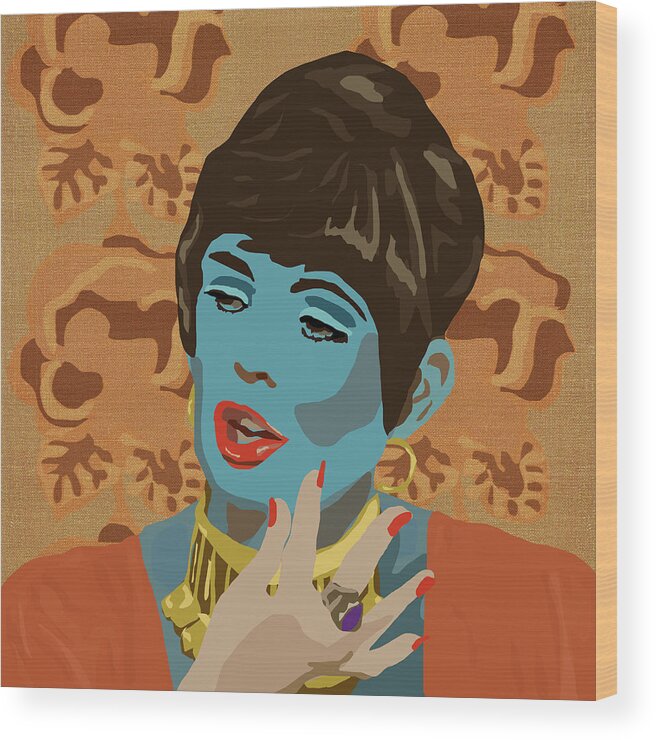 Beverly Wood Print featuring the digital art Beautiful Lips - Abigail's Party - Alison Steadman by BFA Prints